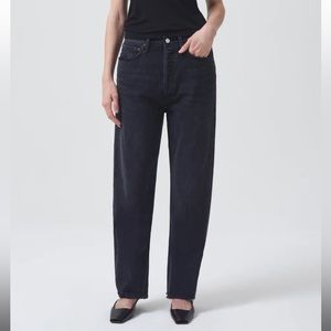 Agolde 90s Mid Rise Straight Jeans in Black - Size 28